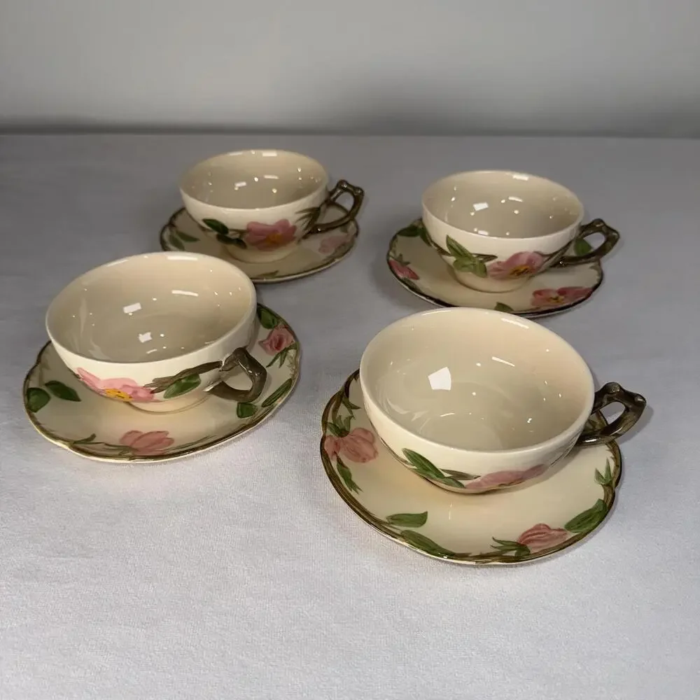 4 Franciscan Desert Rose Cups and Saucers